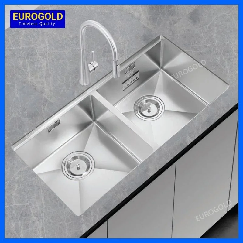 Chậu rửa chén 2 hộc chống xước Eurogold EUC28845GB